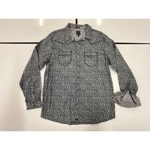 Men Long Sleeve Pearl Snap Shirt Moon Shine XL Double Stitched Yolks Navy White